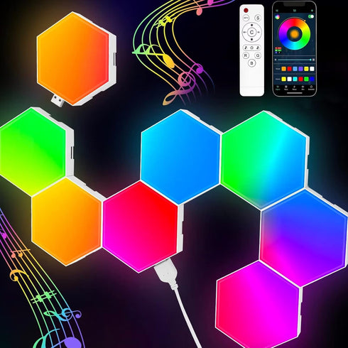 TISOFU Hexagon Lights (8 Pack) LED Wall Panels, RGB Gaming Lights with