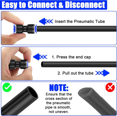 100 Pcs Quick Connect Air Hose Fittings Kit, 5/32" to 1/2" Inch Push Connectors for 4-12 mm OD Tube