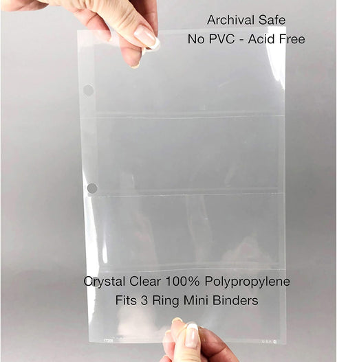 EnvyPak Clear Four Pocket Sheet Protector Refill Pages - Top Loading, Archival Safe, Pack of 20 Pages for 2x5 Paper