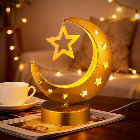 Cinnvoice Ramadan Decorations Moon Ramadan Lights for Table Home 2026, Crescent Lunar Moon