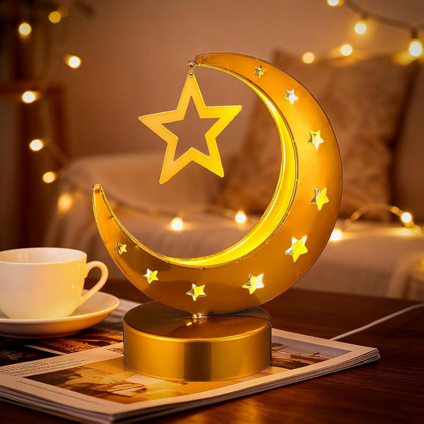 Cinnvoice Ramadan Decorations Moon Ramadan Lights for Table Home 2026, Crescent Lunar Moon
