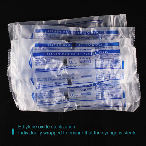 60 Pack 5ml Pack Plastic Syringes Separate Sterile Packaging Syringe Without Needle with Caps,Suitable for Scientific Labs Measurement, Measuring, Dispensing, Watering, Refilling (60 Pack 5ml)