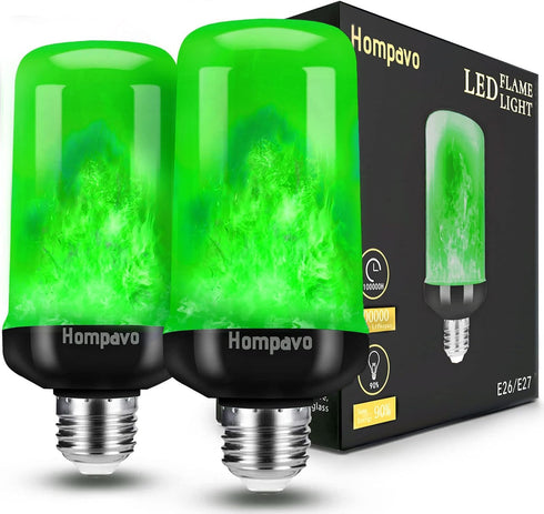 Hompavo Upgraded LED Flame Light Bulbs, Green Flickering Effect, E26 Flame Bulb for Home Halloween, St. Patrick's Day,