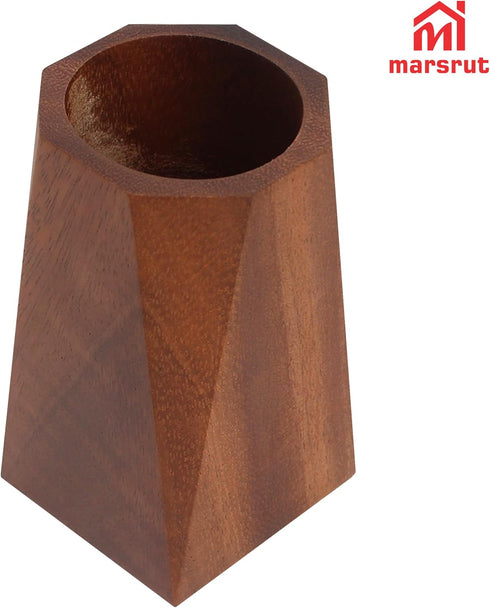 Marsrut Walnut Pencil Holder, Wooden Pen Holder Cup for Desk, Natural Wood Pen Stand for Home, Office, Bookshelf