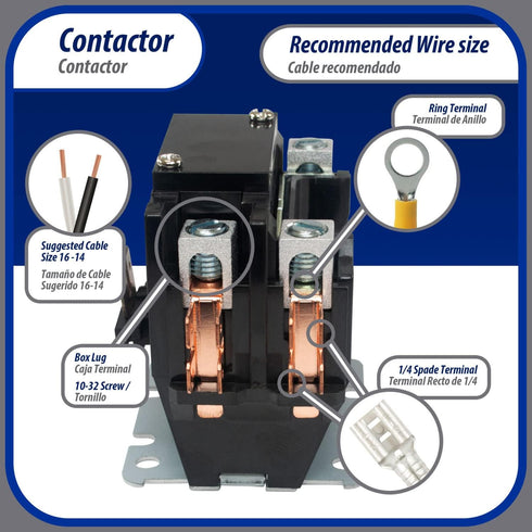 Appli Parts APAC-1S4024 Heavy Duty 1 Pole with Shunt Contactor, 40 Amp 24 Volt Coil Replacement for AC Compressor