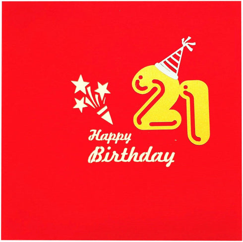iGifts And Cards Happy 21st Red Birthday Party Box - 3D Pop Up Greeting Card for Unique Celebration, Balloons, Gifts
