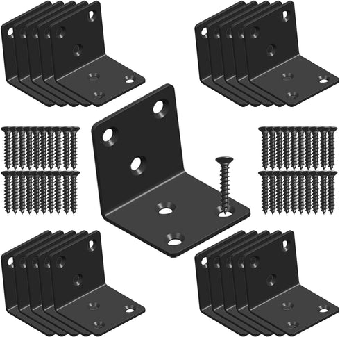 Aufuga Black Stainless Steel Shelf Bracket,Joint Right Angle Bracket,L Shape Heavy Duty Metal