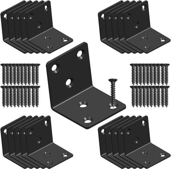 Aufuga Black Stainless Steel Shelf Bracket,Joint Right Angle Bracket,L Shape Heavy Duty Metal