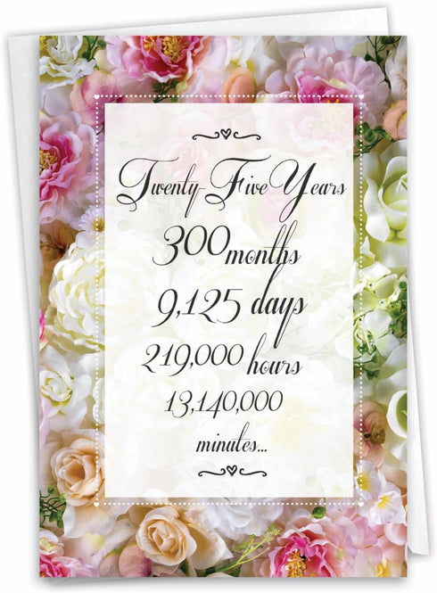 NobleWorks 25th Anniversary Notecard w/Envelope for Couples, Men, Women - 25 Years of Love - C9437MAG