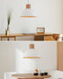 12" ELYONA Modern Ash Wood Pendant Light Fixtures Hanging Lamp Nordic White Metal & Gold Inner Finish Boho Pendant