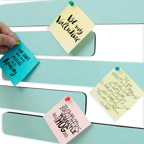 Felt Pin Board Bar Strips Bulletin Board for Bedrooms Offices Home Wall Decoration, Notice Board Self Adhesive Cork Board with 35 Push Pins for Paste Notes, Photos, Schedules (Light Blue) by Arlasuo