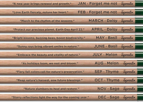 Sprout Wood-Cased Pencils, EVERYDAY EARTH, HB Pre-Sharpened Graphite Plantable Wooden Pencils, 12 Pack