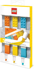 IQ LEGO Stationery 3 Pack - Highlighter Markers with 4x2 Building Bricks in Yellow, Orange, Blue
