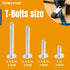POWERTEC 71121V T Track Knob Kit with Threaded Knobs and 5/16 -18 T Track Bolts, 16 Piece Set for Woodworking Jigs