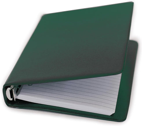 HNR Green Loose-Leaf Memo Book, 6 3/4 x 3 3/4", 6-Ring Binder, 80 Pages + Free Refill 80 Pages by Sudopo