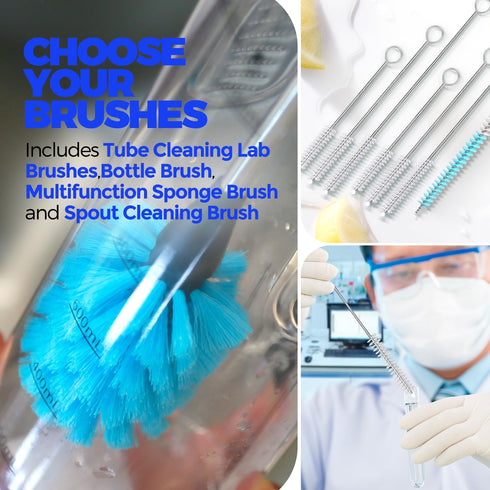 Set Holikme Bottle Brush Tube Cleaning Lab with Long Handle, Cup Cleaner for Washing Narrow Neck Beer Wine Decanter