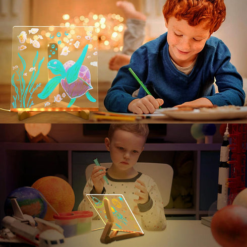 LED Note Board with Colors, Light up Dry Erase Board with Stand & 7 Pens, Glowing Memo Board for Home Office School