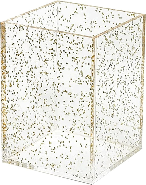 pbf Clear Acrylic Pen Holder for Desk, Makeup Brush Organizer, Pencil Cups, Desk Organizer (Gold Glitter)