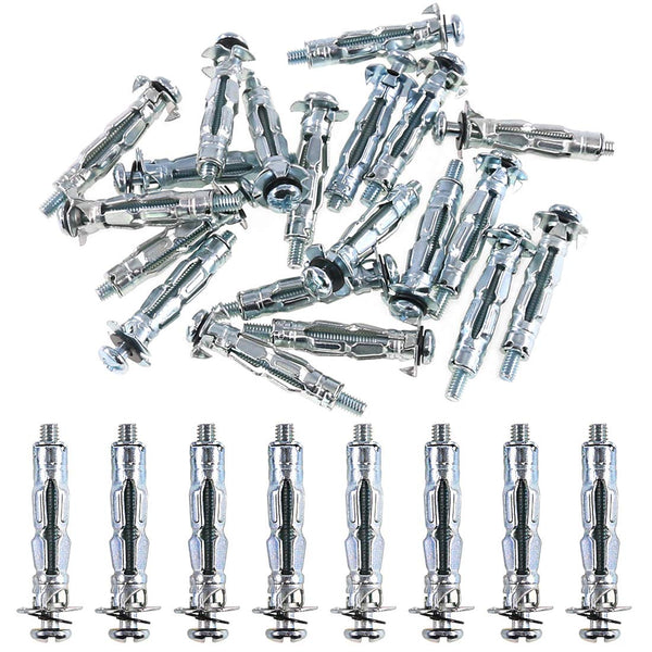 Glarks 30Pcs Heavy Duty Zinc Plated Steel Molly Bolt Hollow Drive Wall Anchor Screws Set - 4x32MM for Drywall, Plaster,