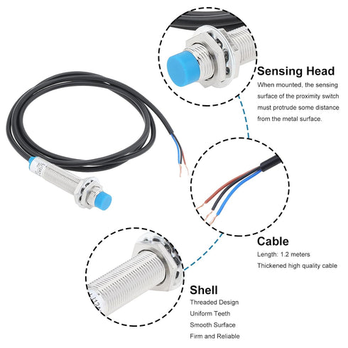 DiGiYes M12 LJ12A3-4-Z/BX 6-36V 4mm Proximity Sensor Switch Detecting Distance NPN NO DC Inductive Proximity Switch