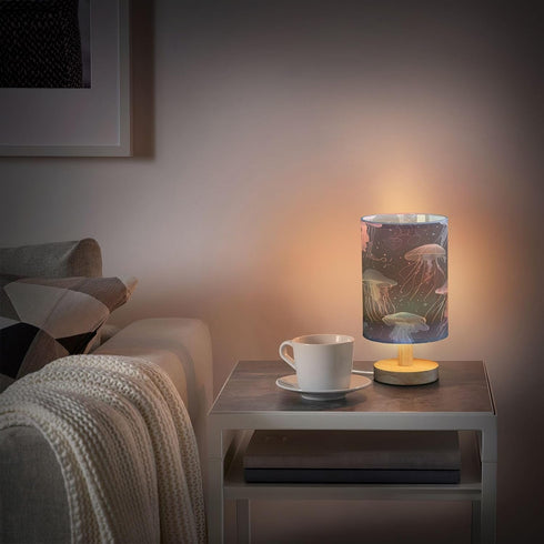 ALAZA Beautiful Jellyfish Bedside Table Lamp with USB Port for Bedroom Nightstand Lamps Night Light Linen Fabric Shade