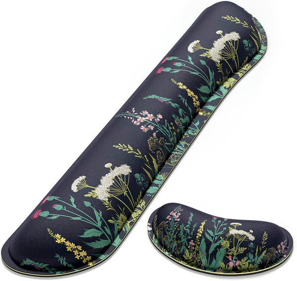 Dapesuom Enlarge Keyboard Wrist Rest, Memory Foam Cushion for Desk Mat Support, Cute Pain Relief Set with Non-Slip Base