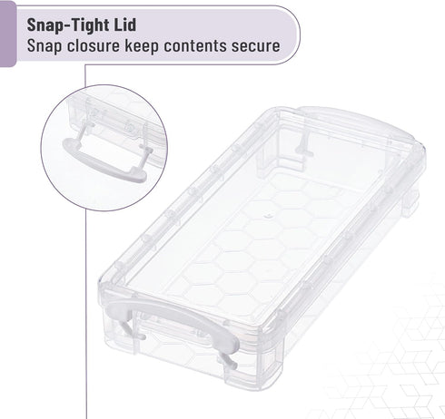 6 Pack, Mr. Pen- Clear Pencil Boxes, Snap-Tight Lid, Crayon Box, Plastic