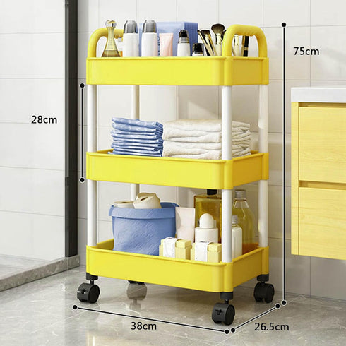 Generic 3-Tier Rolling Storage Cart - Plastic Mobile Organizer for Home and Office Use