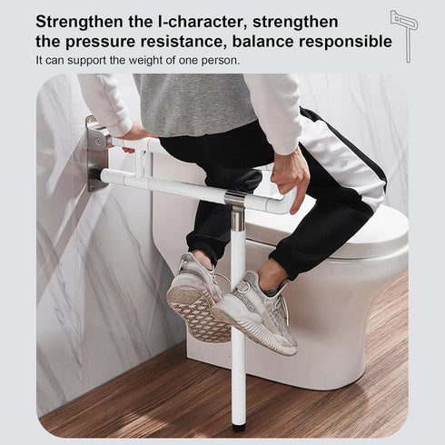 D-GROEE 24.4 Inch Foldable Toilet Grab Bar, Wall-Mounted Bathroom Safety Rail with Anti-Slip Design, Flip-Up Armrests