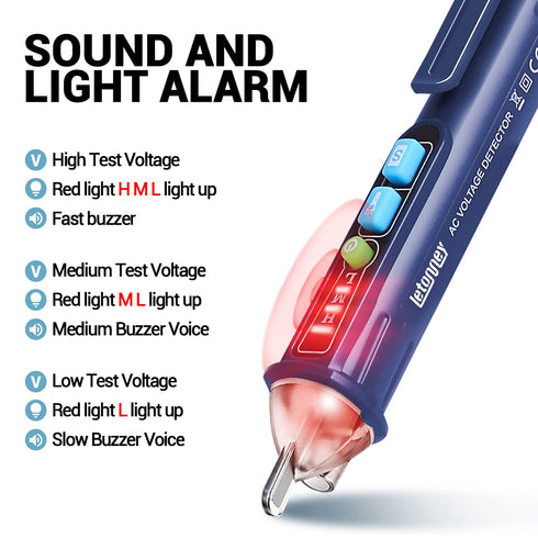 Non Contact Voltage Tester, Electrical Tester, Dual Range AC 12V/48V-1000V, Circuit Tester with Flashlight, LCD Display