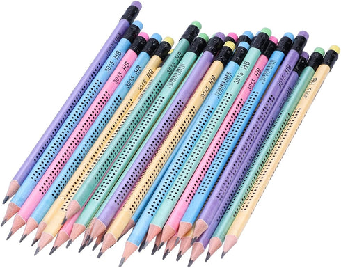 Triangular Cute Sharpened Pencils, Pencil Set with Eraser, Fat Thick Strong Graphite Pen, Non-slip Multi-color Writing