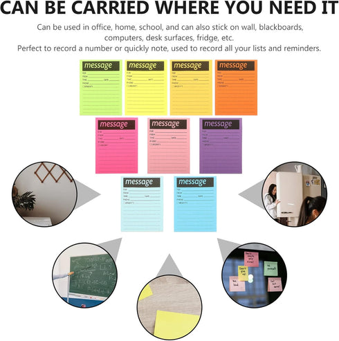 SEWACC Sticky Phone Message Pad - 9 Books Adhesive Message Notepads for Work Call Office Supplies