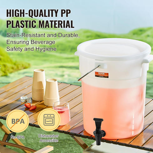 5 VEVOR Beverage Dispenser, Gallon Drink Dispensers for Parties, Plastic Juice Dispenser with Spigot and Lid, Iced Tea