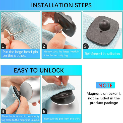 SUN-HOMESHINE 100pcs 8.2MHz 8.2Mhz Anti-Theft Retail EAS Security Hard Tags,Rf Mini Square EAS Tag, Retail Security