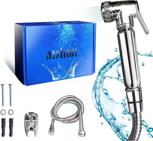 aishini Handheld Toilet Bidet Sprayer - Shattaf Set, Jet Spray with Easy Installation,