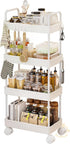 Homde Slim Rolling Cart for Kitchen: 4-Tier Space-Saving Narrow Floor Organizer -