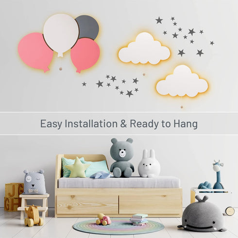 17.7 11.2 1.5-in Lumipets Lighted Balloons, Nursery Night Light, Wall Mounted Lighted, Battery Operated Cloud Light