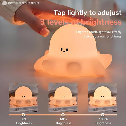 DAMELYN Octopus Night Light for Kids, Adjustable and Timed Silicone Night Lamp, Octopus Lamp Room Decor for Nursery