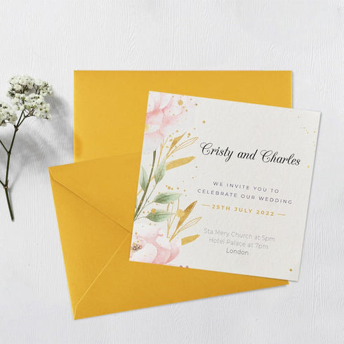 Granhoolm 50 Pack A6 Invitation Envelopes, 4x6 Envelopes for Weddings, Parties, Greeting Cards (Gold)