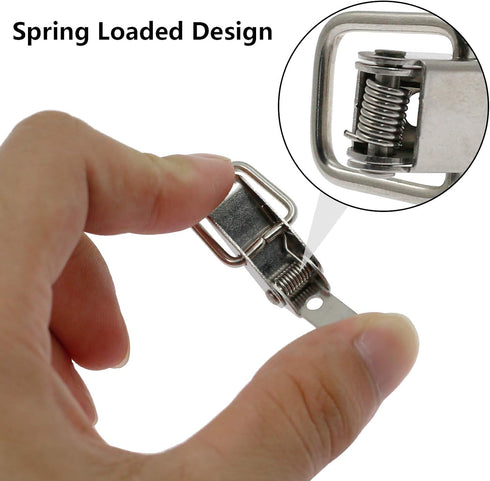 Zorfeter Small Stainless Steel Spring Loaded Toggle Lock Clasp Buckle Latch, Pack of 10 with Mounting Screws