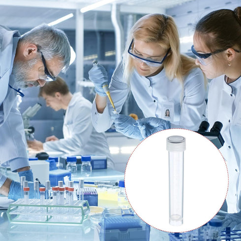 PATIKIL 10mL Plastic Test Tubes, 10 Pack Clear Screw Cap for Lab Laboratory Science
