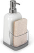 Spectrum Cora Kitchen Soap Dispenser with Sponge Holder for Kitchen Sink Organization, Easy to Clean Soap Pump Sponge