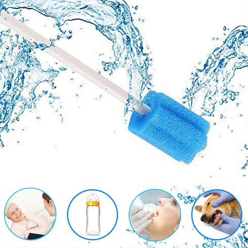 Wellgler's Disposable Oral Swabs - Unthreaded Mouth Swabs, 100pcs Blue