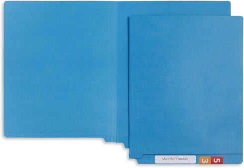 Blue Summit Supplies 100 Blue End Tab File Folders, Reinforced Straight Cut Tab Files for Office Use