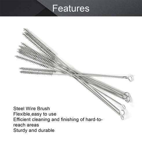 Utoolmart Steel Wire Tube Brush, 12" x 1/4", Spiral Long Handle Cleaning Brush for Tube Bottle Pipe Welding Slag