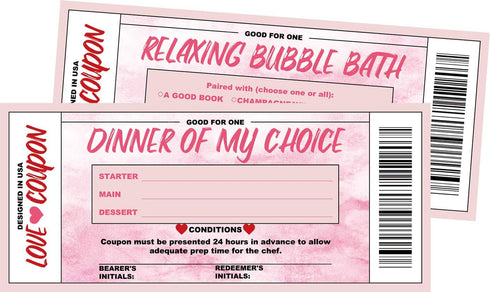 Love Voucher Cards for Him and Her - 18 Unique Watercolor Themed Romantic Gift for Birthdays, Anniversaries,