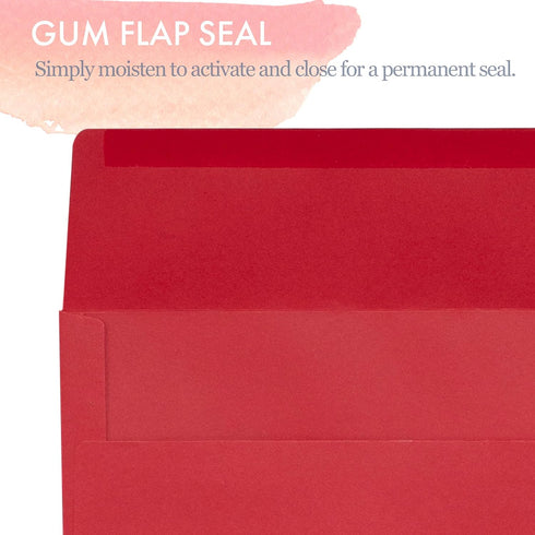 Invitation Envelopes - 100-Pack 5x7 A7 Envelopes for Invitations - Red, 5 1/4 x 7 1/4 Inches
