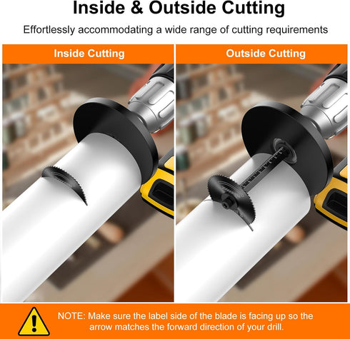 Inside Pipe Cutter for PVC Pipe, Adjustable Depth Gauge Cutter Tool Set with 6 Black Blades, 4" Hex Shank