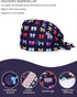 Kousenpu Scrub Caps for Women, Adjustable Women's Surgical Cap with Buttons, Breathable Cute Design for Nurses