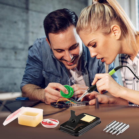 Soldering Iron Kit, 100W LED Digital Solder Iron with Adjustable Temperature, Ceramic Heater, Tips, Stand, Wire